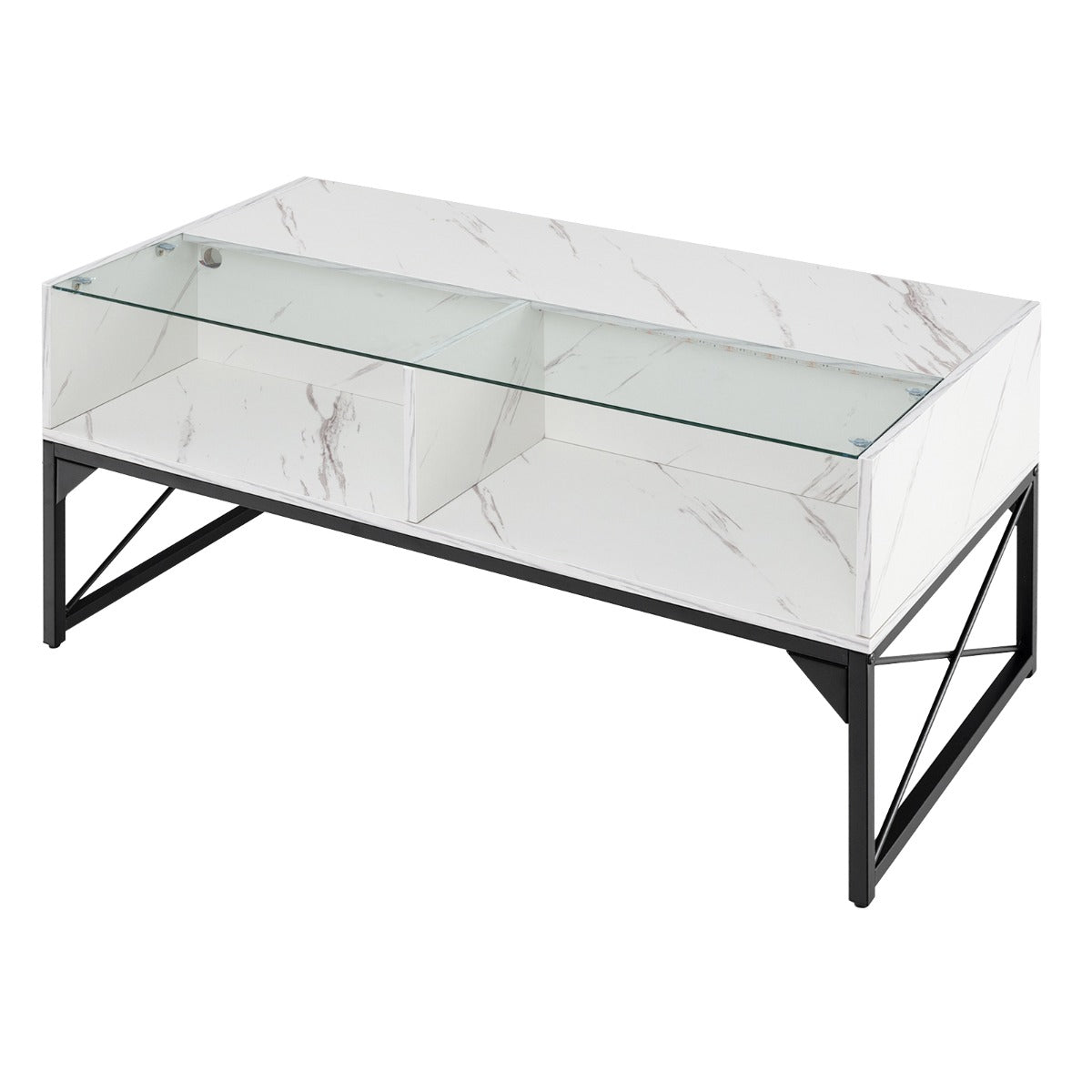 Mesa de centro - helloshop26 - 105×55×50 cm - LED personalizável - falso má