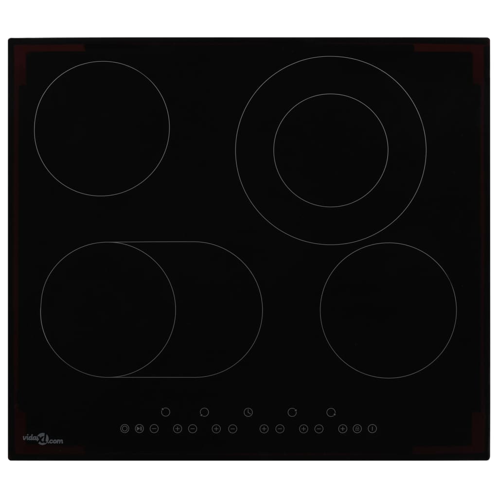 Placa de cerâmica vidaxl com 4 queimadores, controle por toque, 6600 w