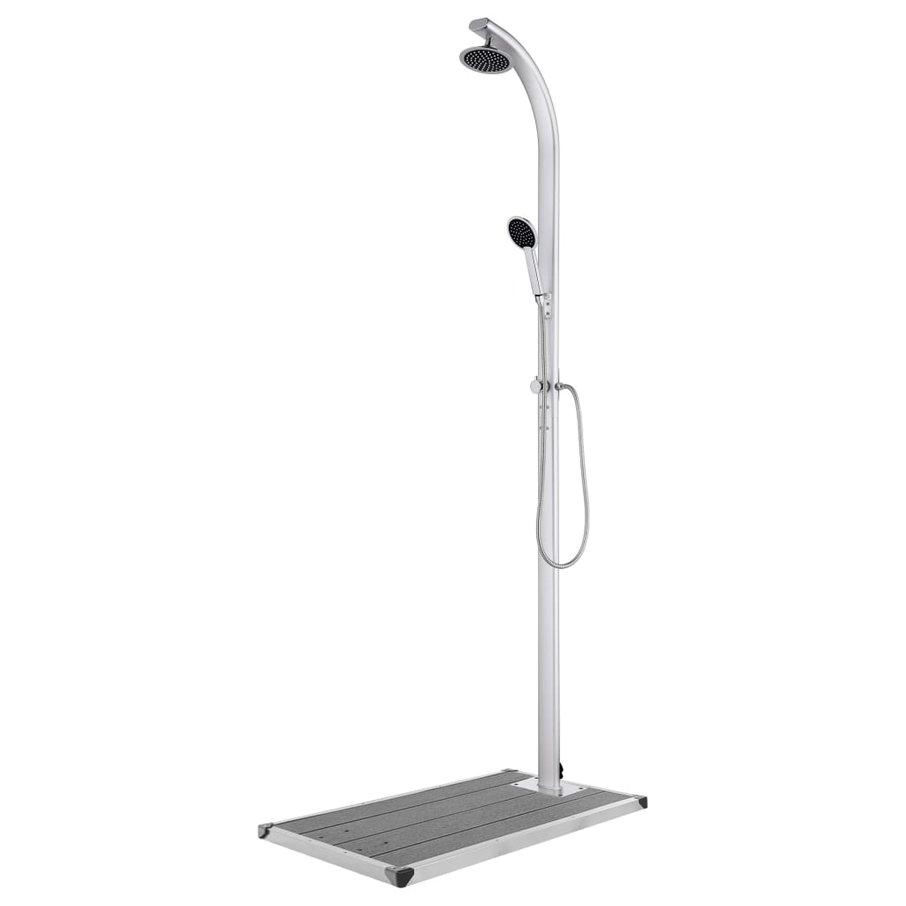 vidaXL chuveiro de jardim com base cinza 220 cm alumínio
