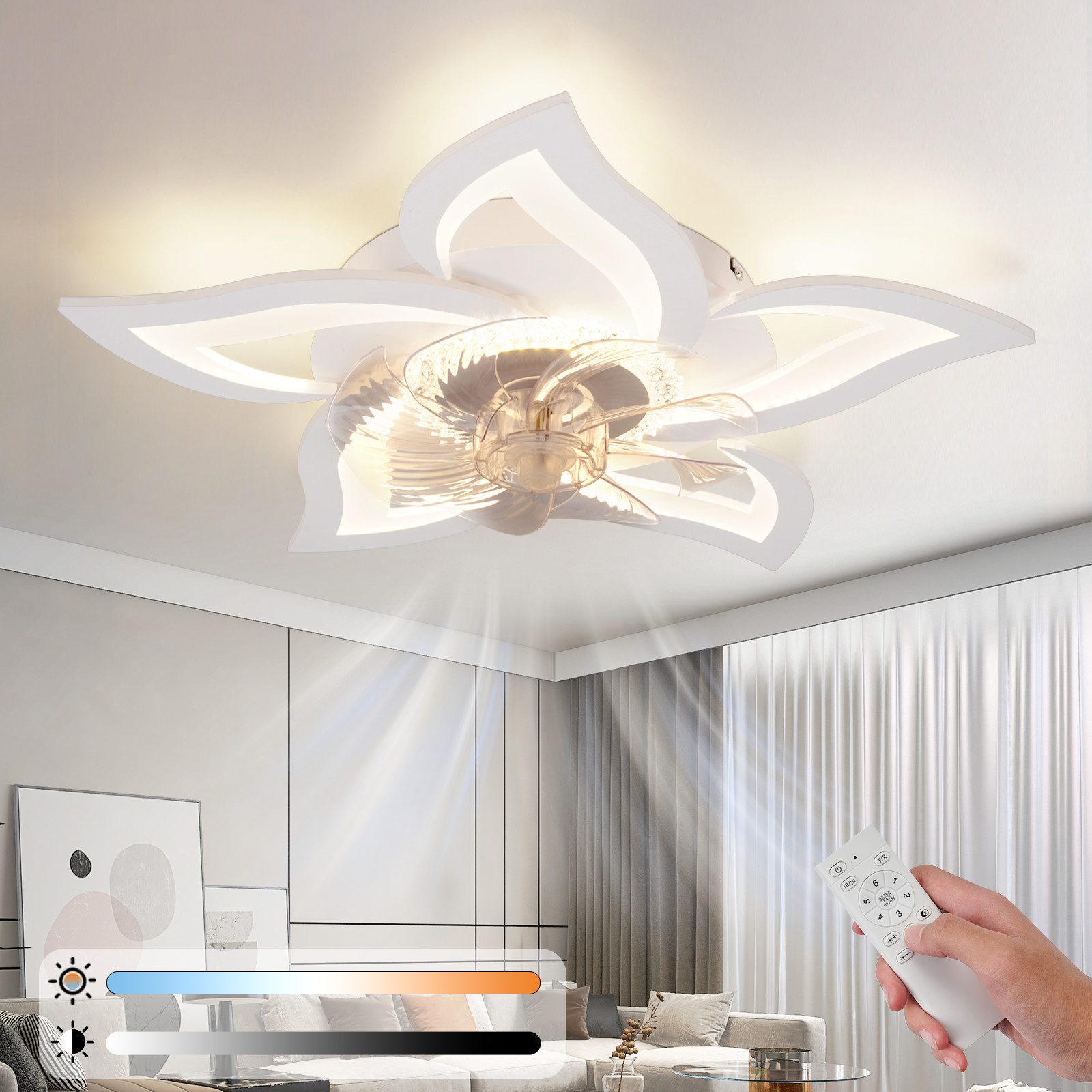 Nettlife ventilador de teto com luz LED integrado branco 62x62