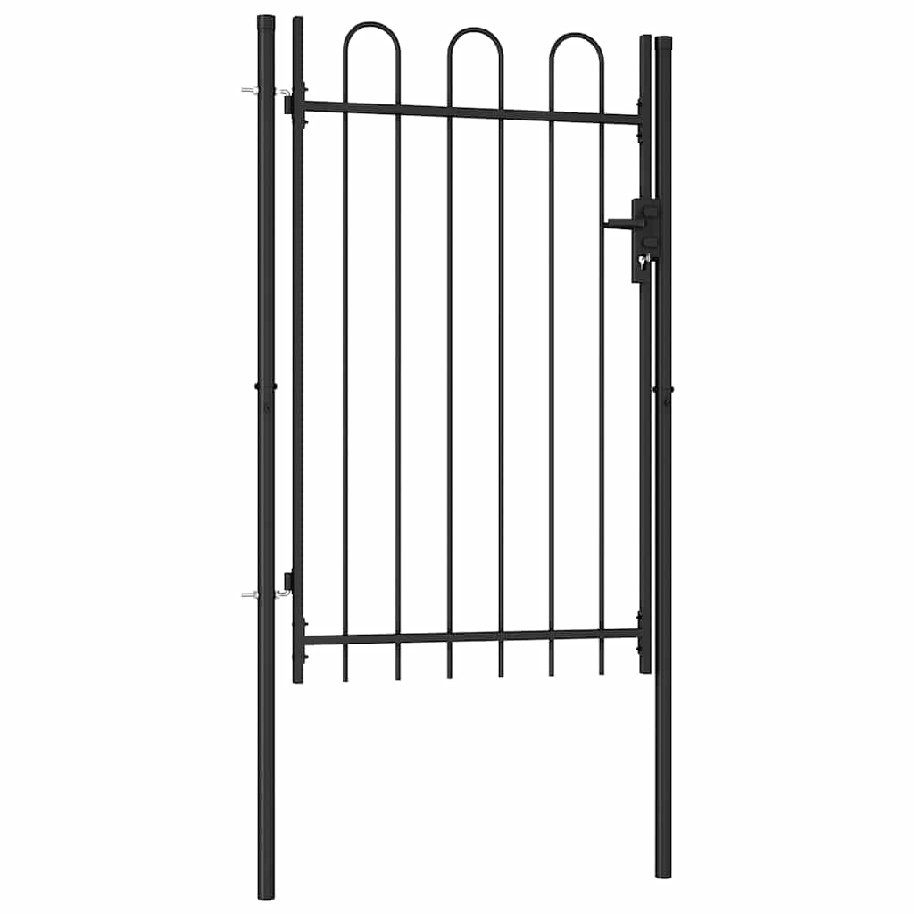 Portão de vedação individual com topo arqueado aço 1x1,5m preto