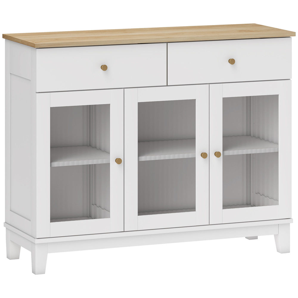 Aparador 100x35x80,3 cm mdf e vidro temperado color blanco Homcom