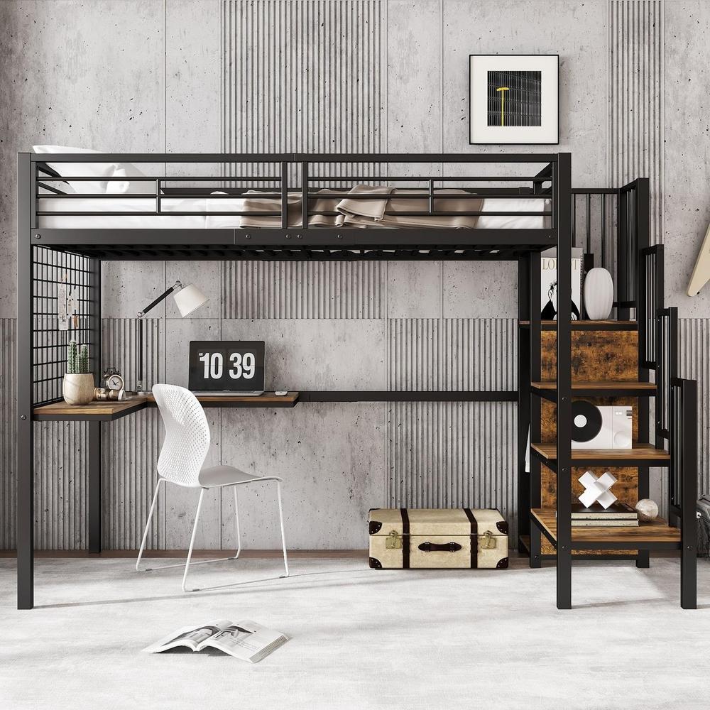 Cama mezanino infantil 90x200cm com escrivaninha e armário preto
