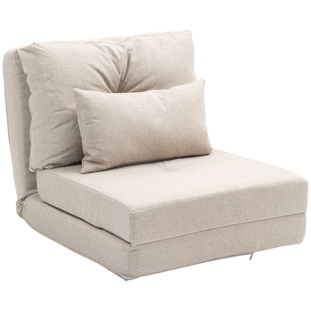 Sofá-cama individual 60x80x56 cm linho, espuma color beige Homcom