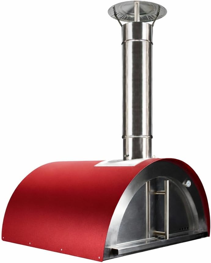 Forno a lenha exterior para pizzas e pão modelo chef junior vermelho
