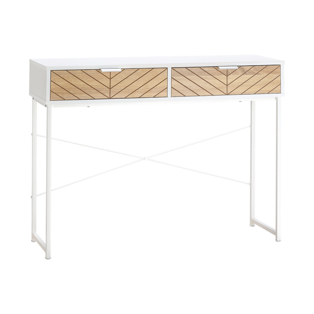 Consola 100x30x75cm metal e aglomerado de madeira color blanco Homcom