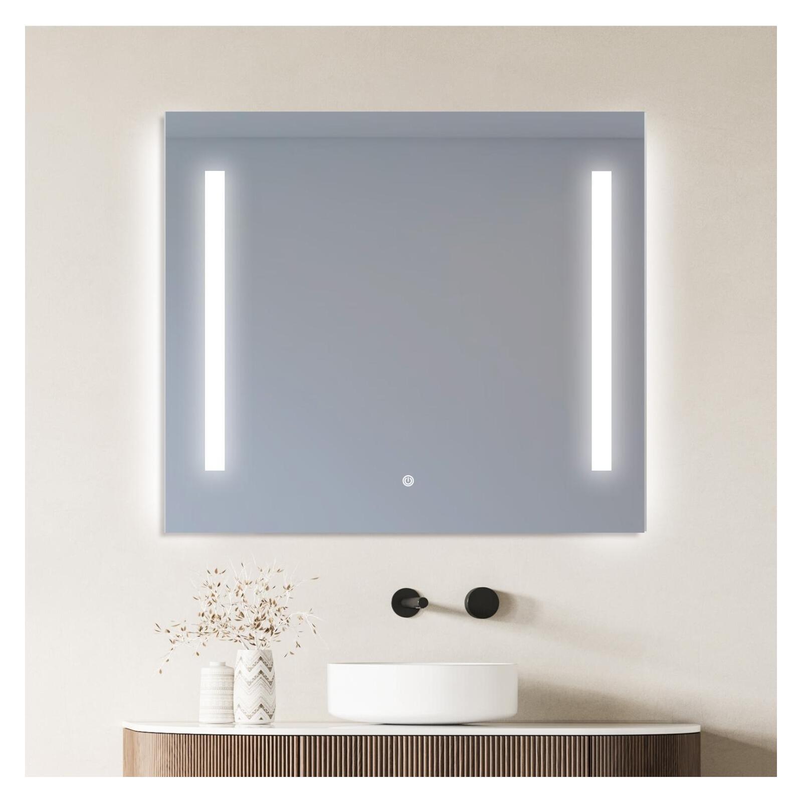 Espelho LED retangular l60/80cm de vidro prateado lumena