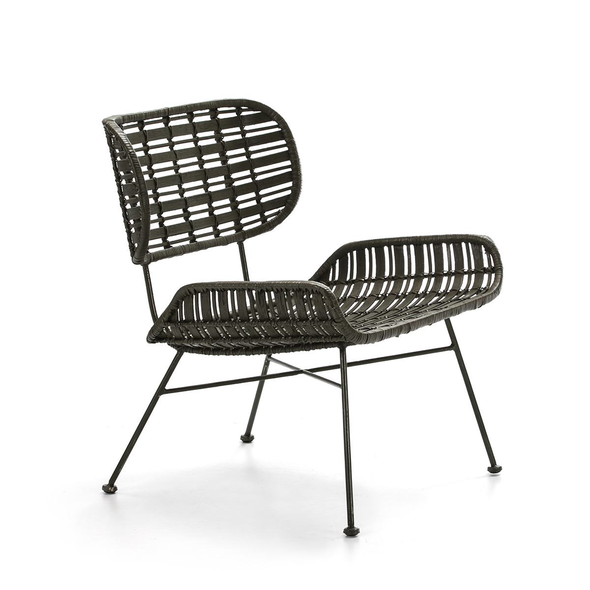 Poltrona 63x66x71 em metal verde e vime verde.