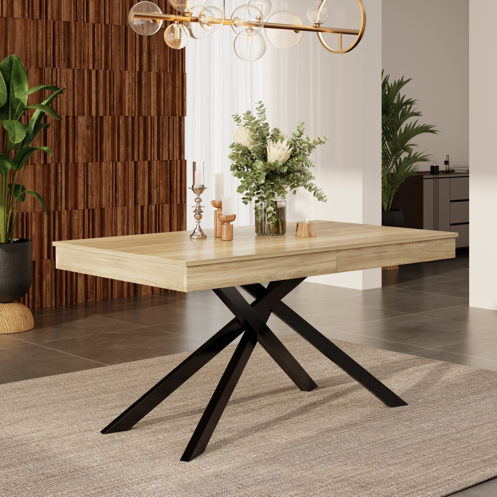Mesa de jantar extensível carvalho 140x80cm para 6 a 8 pessoas