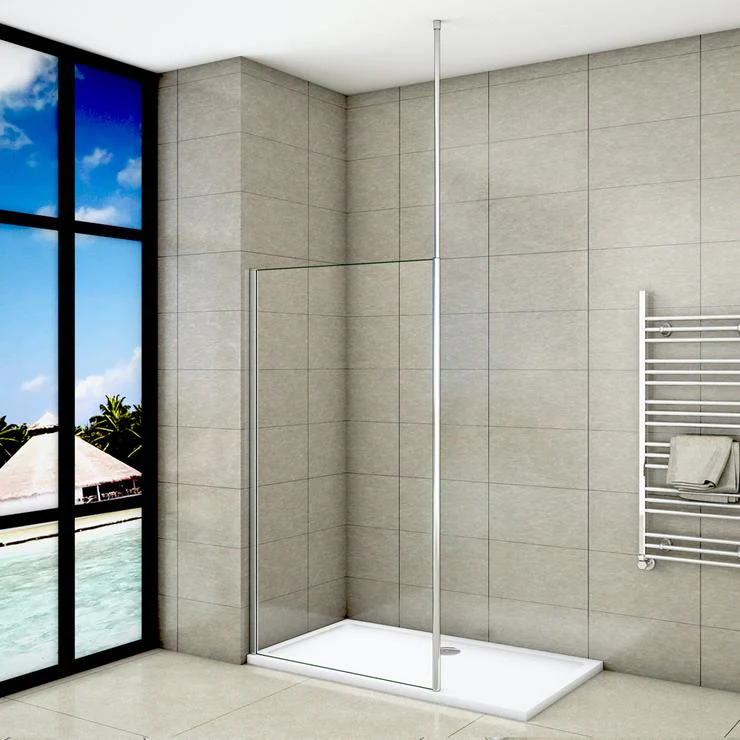 Painel de duche vidro anti-calcário 8mm,barra ao teto 203-320cm,50x200cm