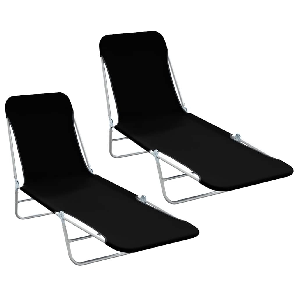 vidaXL tumbonas plegables 2 unidades acero y tela negras