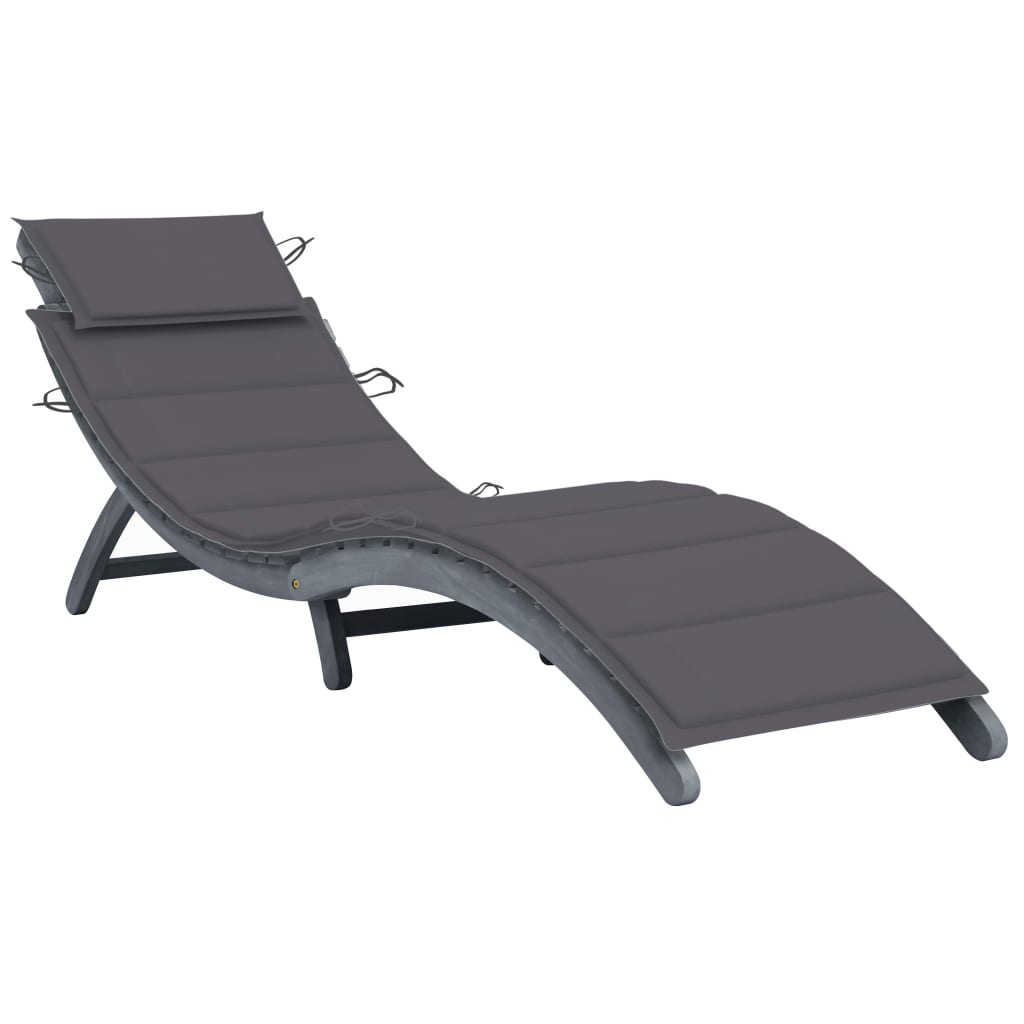 Helloshop26 - espreguiçadeira dobrável - acácia e almofada - 190 cm