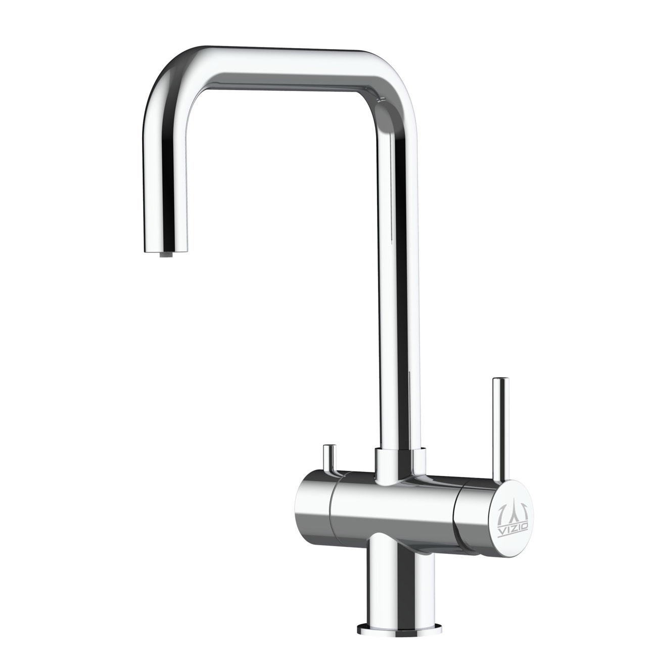 Torneira de cozinha 4 vias aço inox bico giratório em n, polido