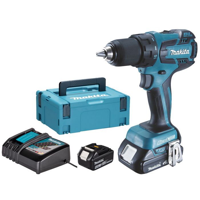 Chave de fenda Makita ddf459rmj - bateria li-ion 18v 4ah - preto/azul