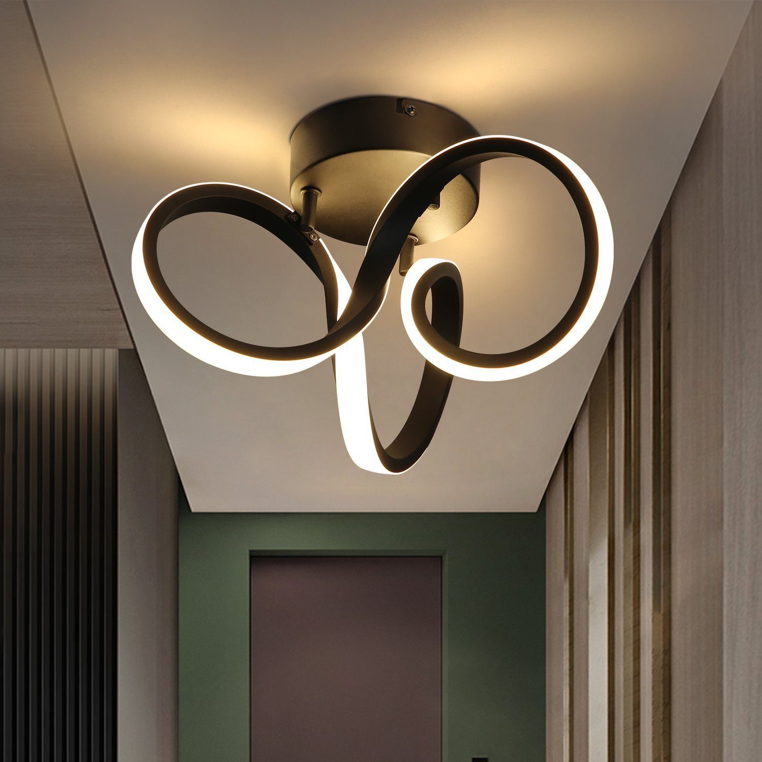 Nettlife luz de teto LED preta 31cm, 19 w interno 3000 k branco quente