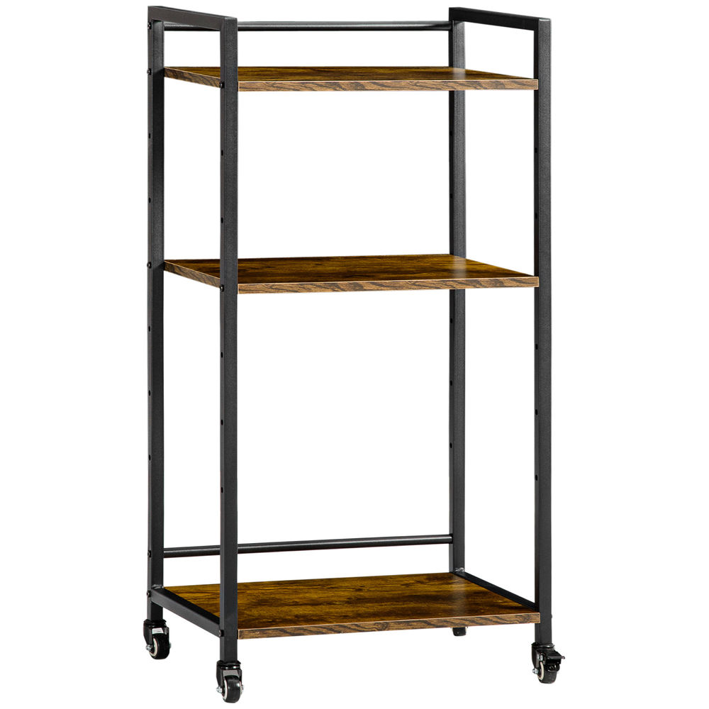 Estante multifuncional com roda 50x35x100.5 cm color marrón Homcom