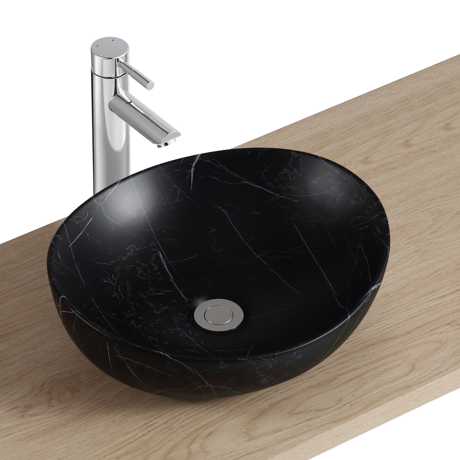 Pia de cerâmica oval para bancada 42x37 cm anna