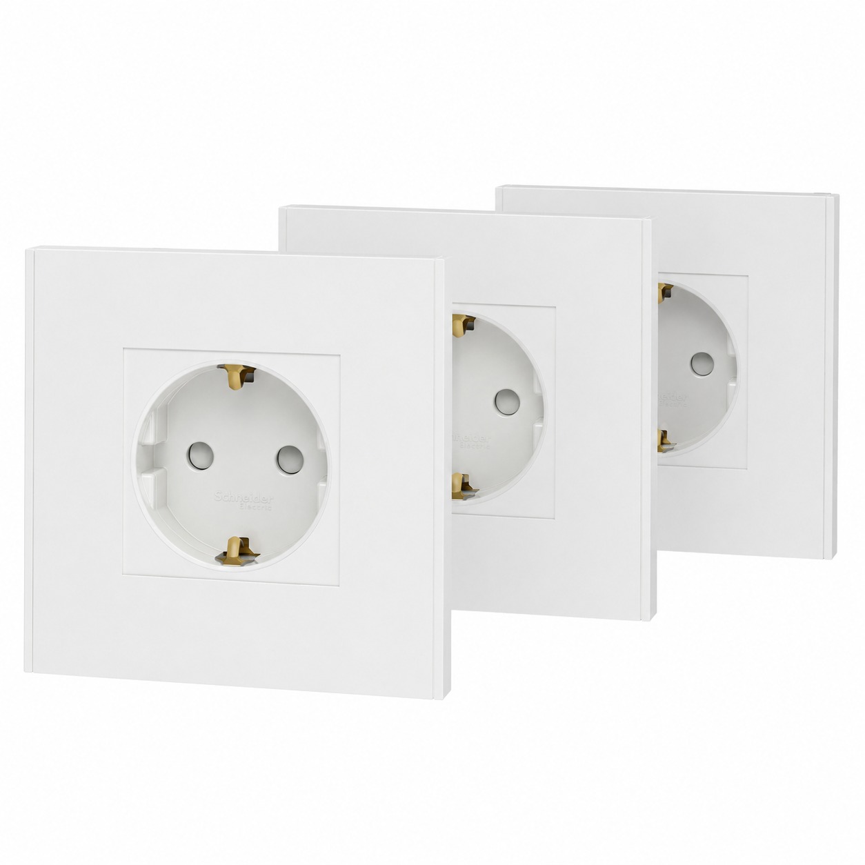 Pack 3 bases Schuko branco Schneider