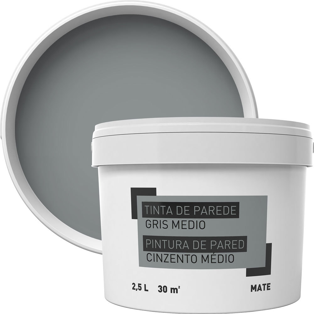 Tinta para paredes cinzento médio 2,5 l