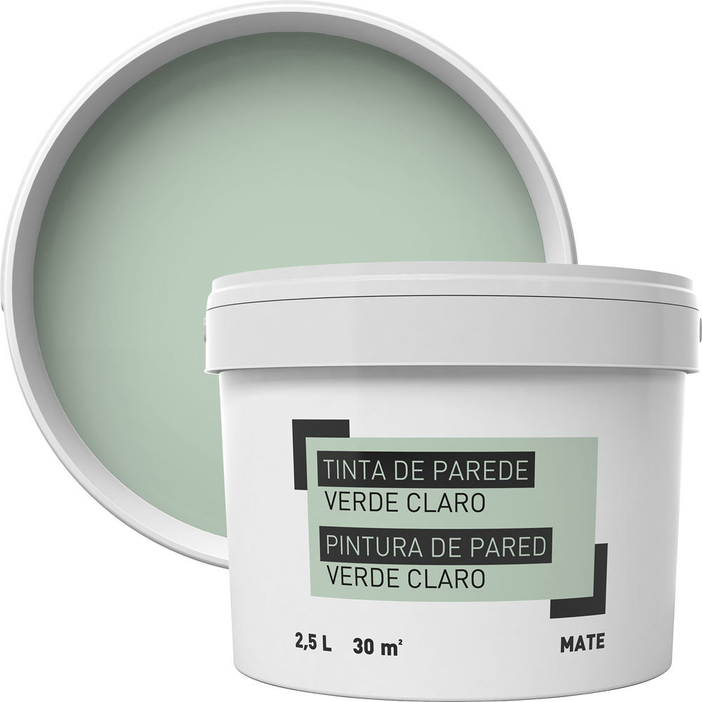 Tinta para paredes verde claro 2,5 l