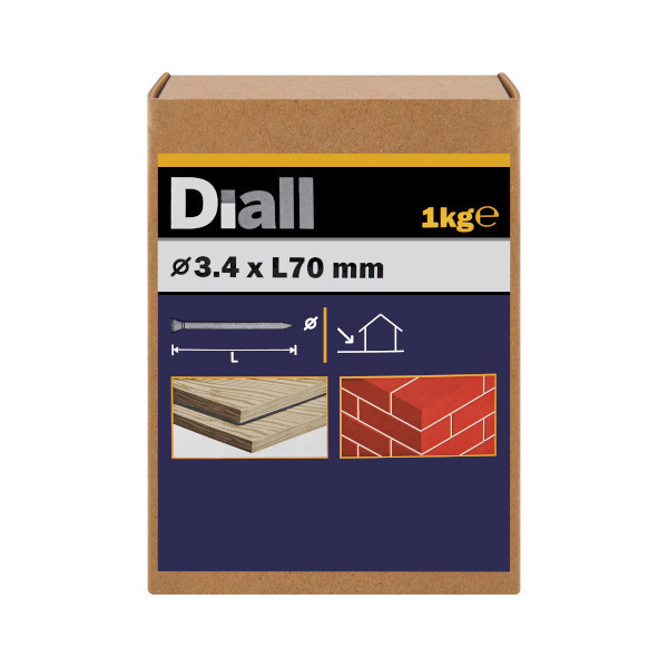 Prego para alvenaria 3,4 x 70 mm Diall 1 kg