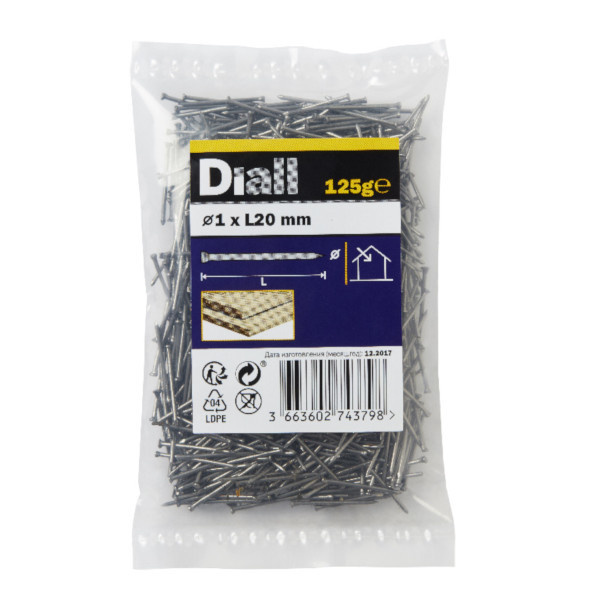PACOTE DE PREGOS PARA PLACAS DE MADEIRA 1x20 MM 125G