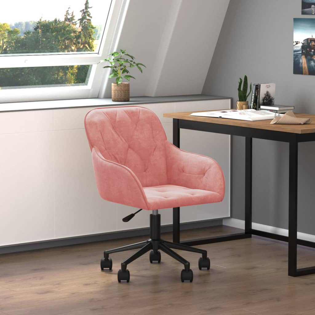 Cadeira de escritório giratória veludo rosa wf343360