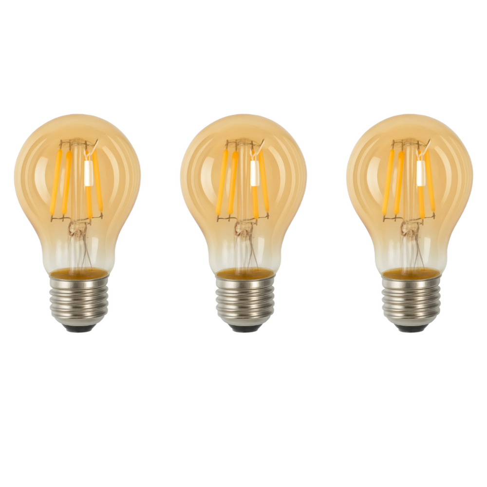 Pack x3 lâmpada LED a60 E27 filamento 4w 460lm. Luz quente 2700k