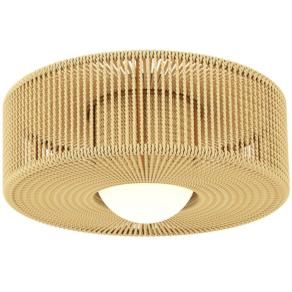 Candeeiro de teto ø30x16 cm metal e corda de cânhamo color marrón Homcom