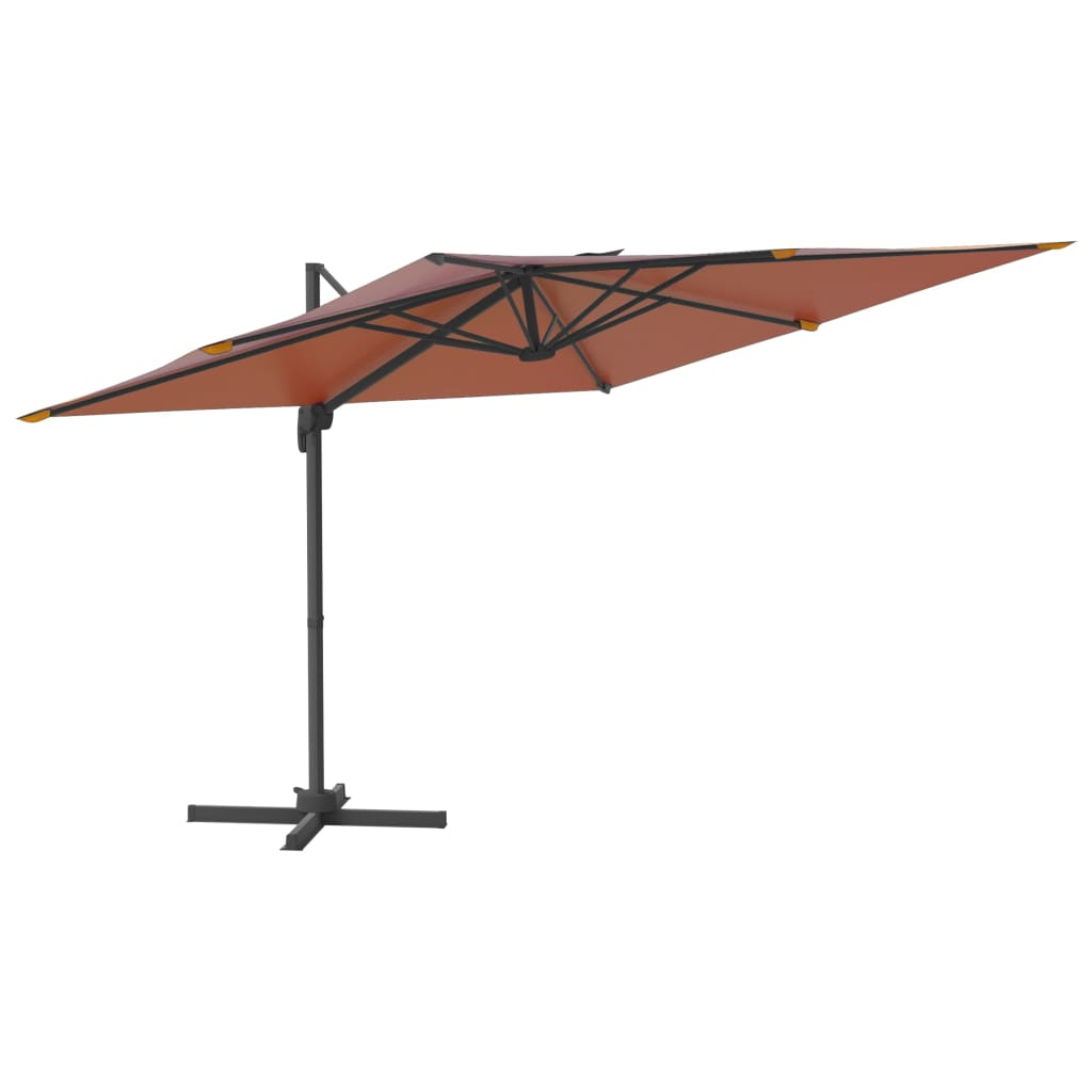 vidaXL sombrilla voladiza con LEDs terracota 400x300 cm