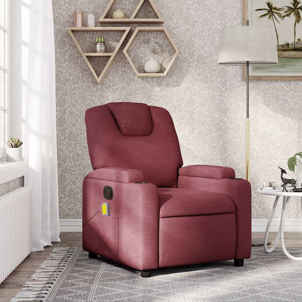 Poltrona de massagens reclinável tecido vermelho tinto ewg3531