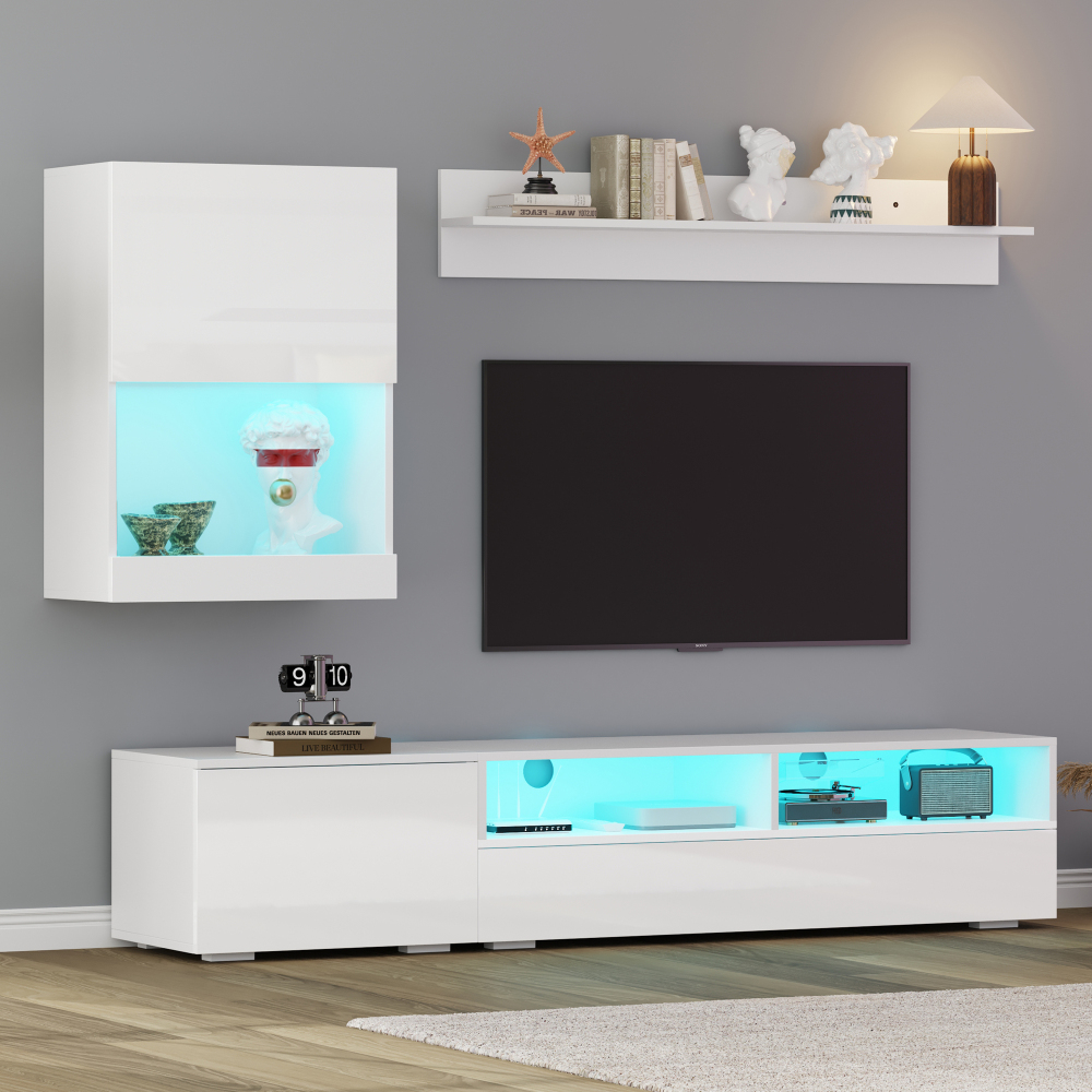 Conjunto móvel de tv para sala 3 portas branco 34x175x39cm