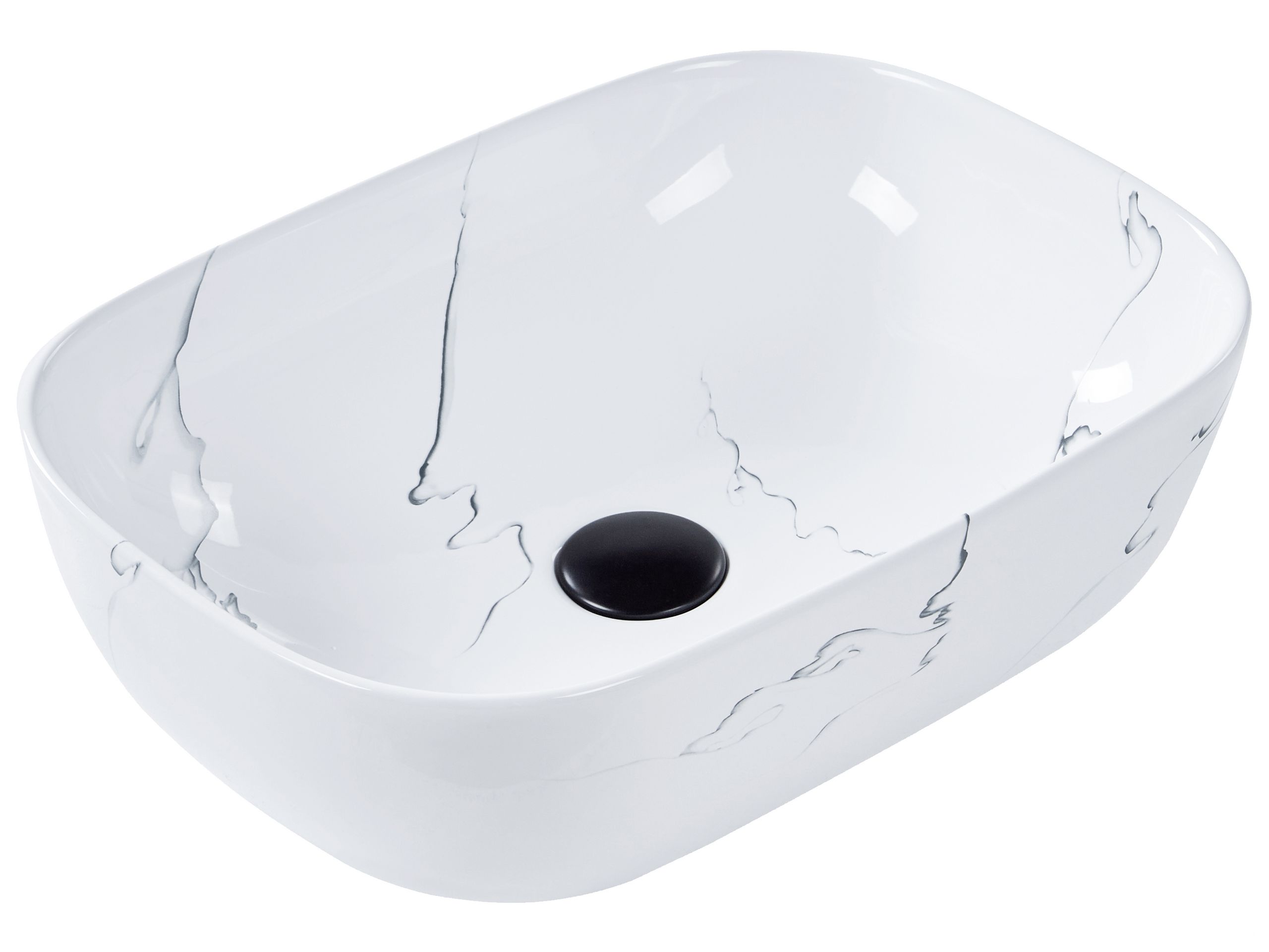 Lavatório de bancada hopi 47 x 34 cm cerâmica mármore branco