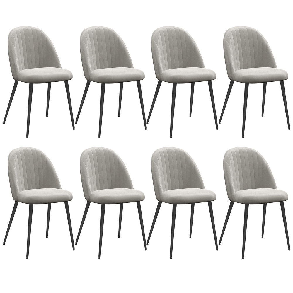 Conjunto de 8 cadeira veludo sintético (100% poliéster), espuma, aço