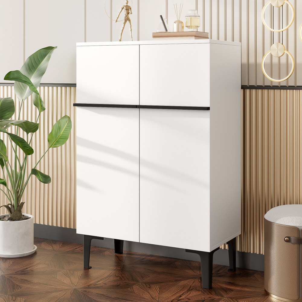 Sapateira com 2 portas branco e preto 95x60x34,5cm