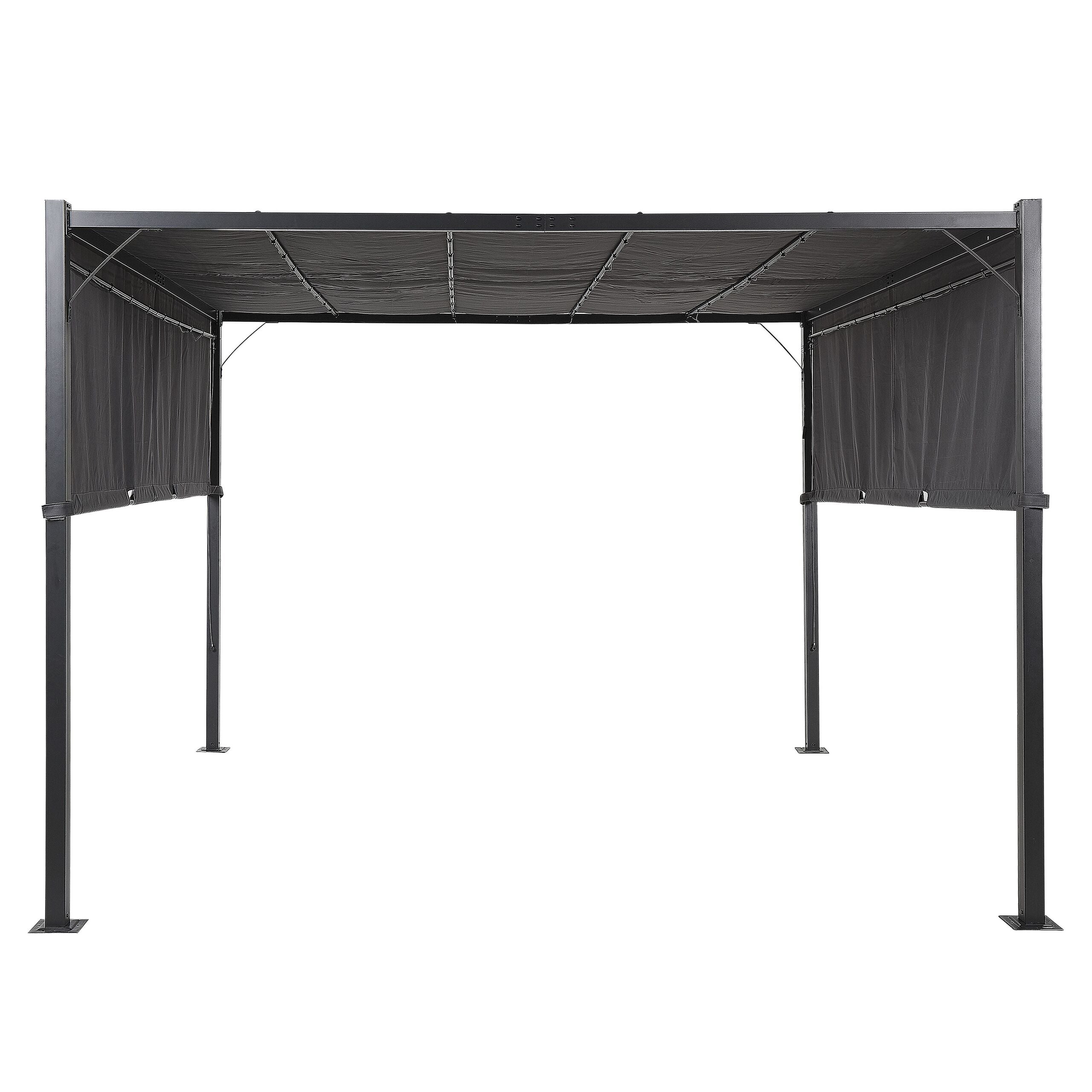 Pérgula de jardim LED parga 310 cm 310 cm metal cinzento escuro