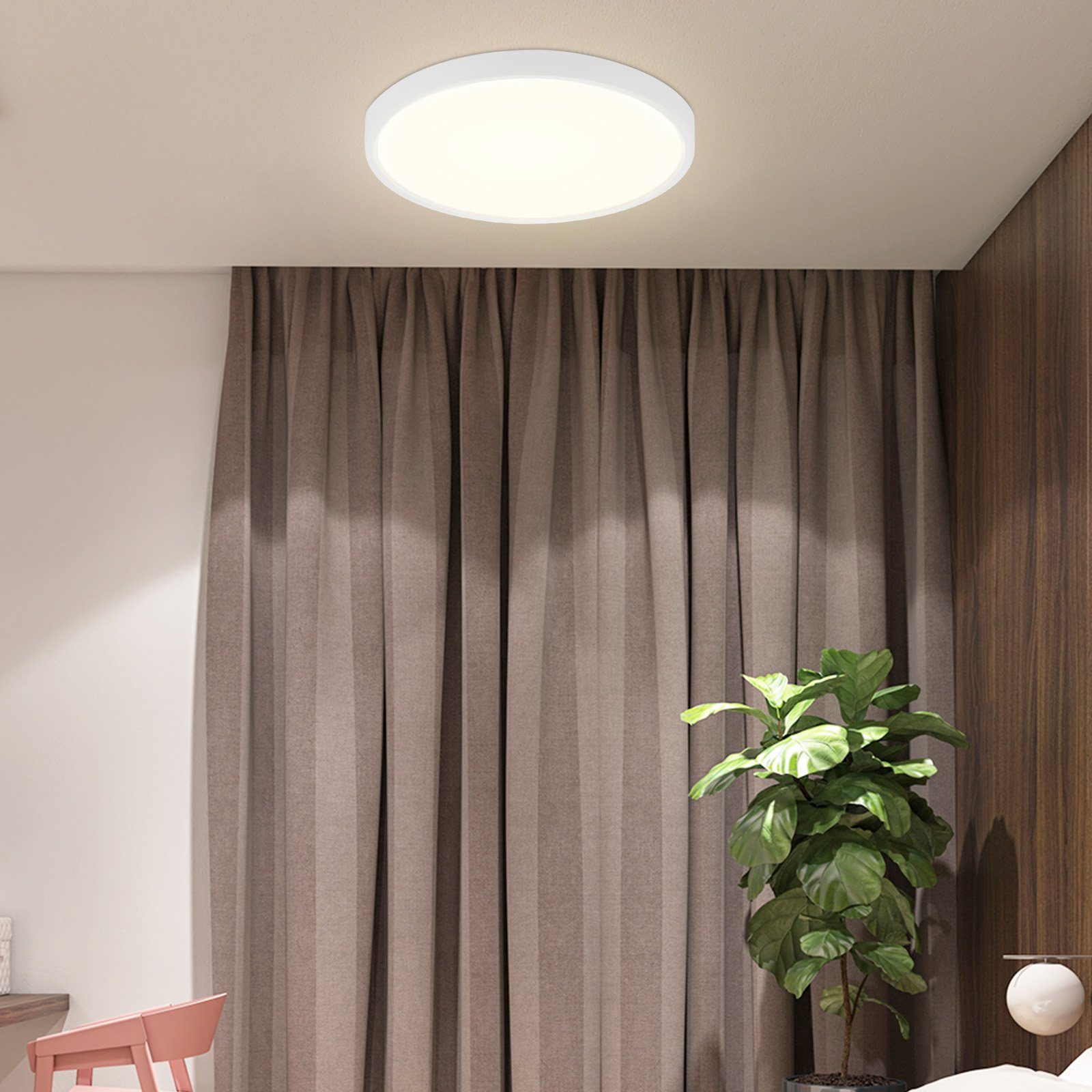Plafon LED regulável nettlife - lâmpada plana redonda de 30x30 cm ip44
