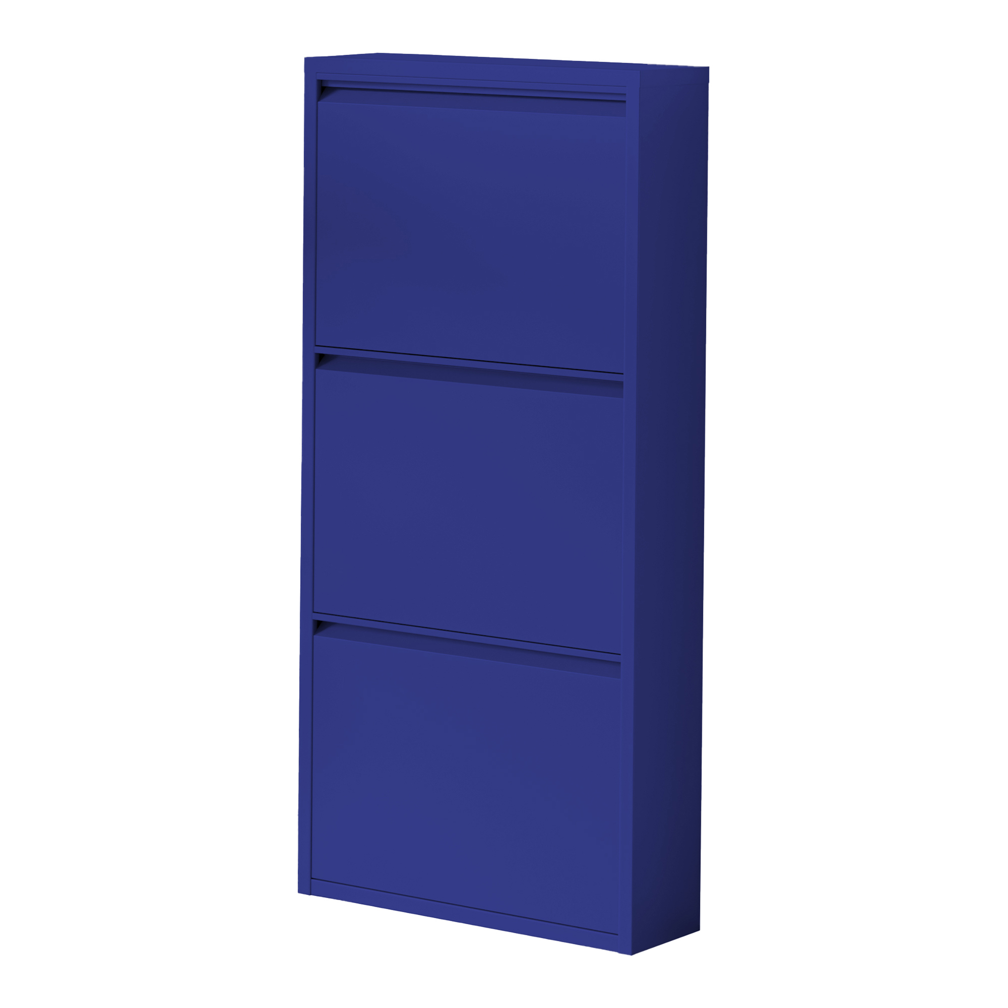 Sapateira sokndal com 3 portas 104x50x15 cm metal - azul escuro [en.casa]