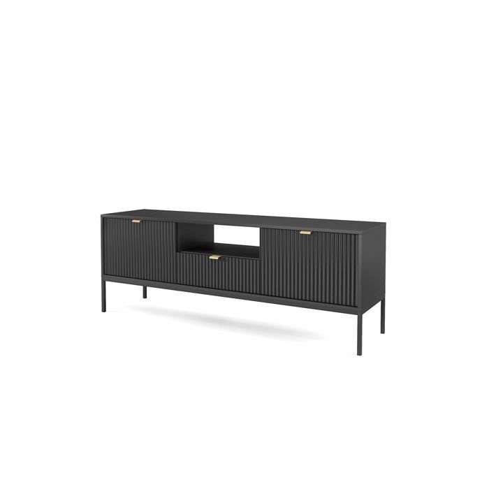 Móvel tv moderno - preto mate - 154 x 39 x 56 cm