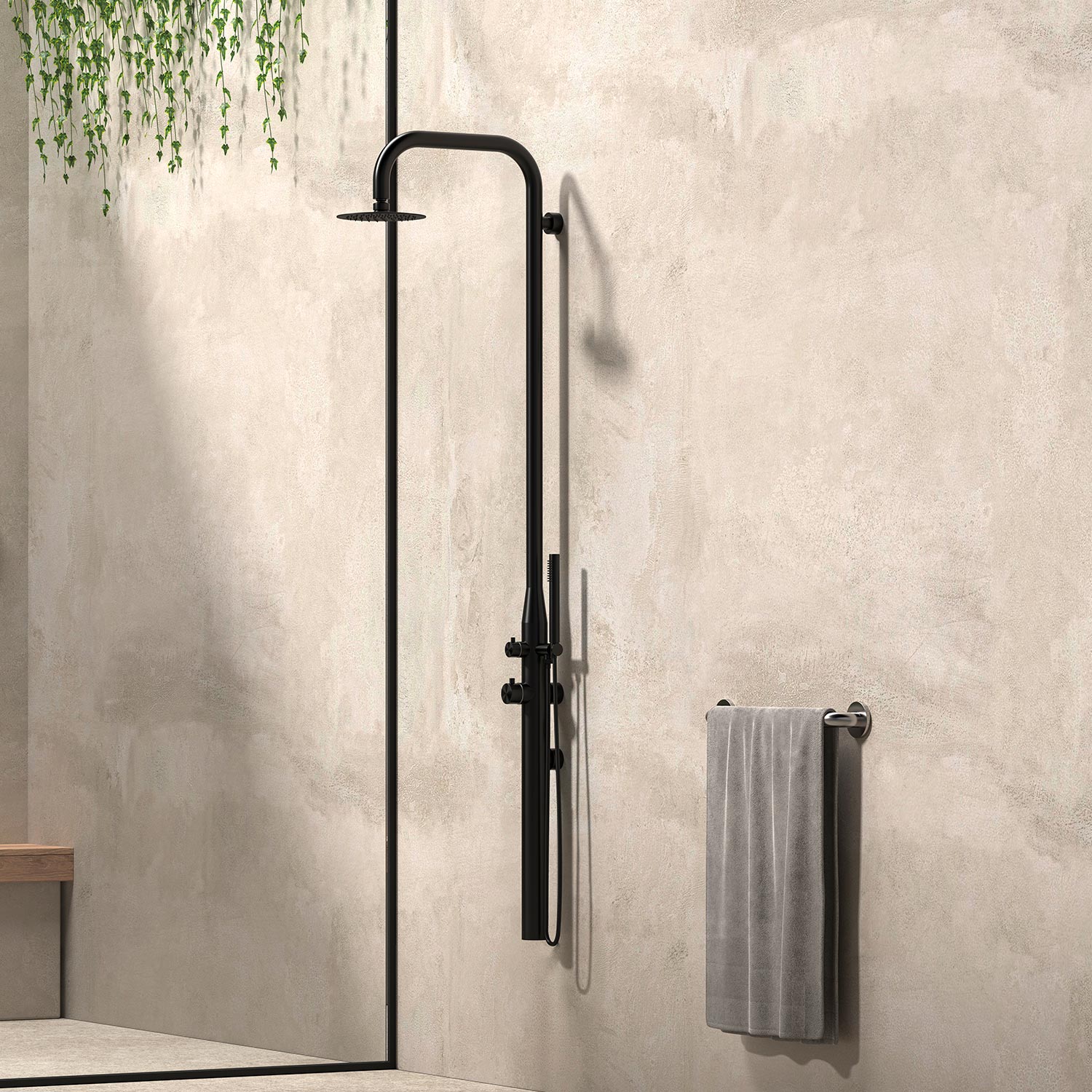 Chuveiro de água quente e fria sined outdoor pula wall preto