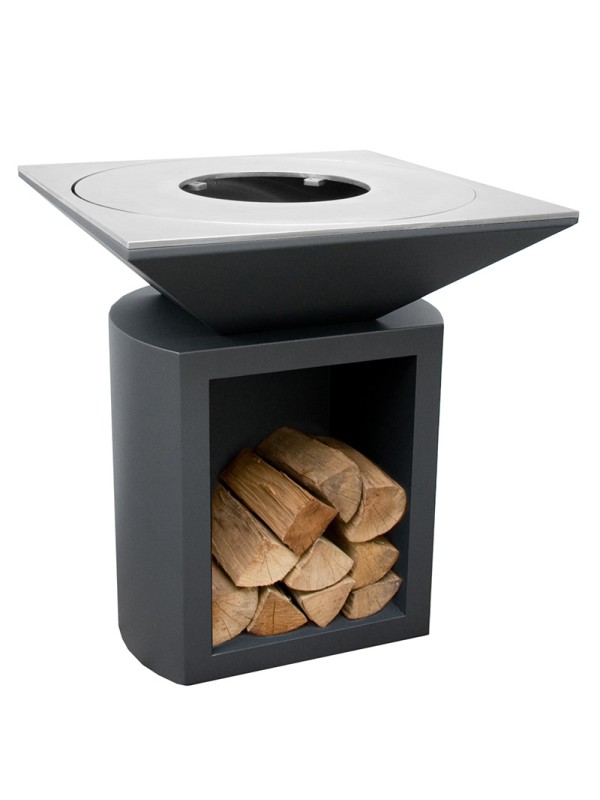 Churrasqueira com furo para wok, grelha com pés de aço e capa g2 graphite