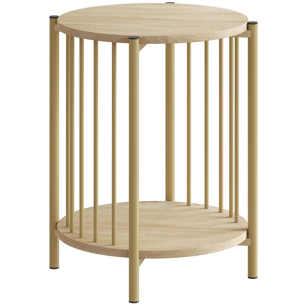 Mesa lateral 41x41x49 cm mdf, aço color marrón Homcom, casa - mesas