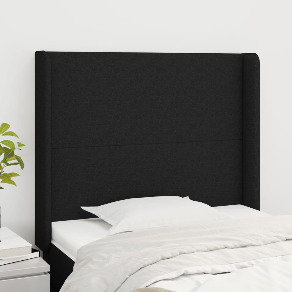 Cabeceira de cama c/ abas tecido 83x16x118/128 cm preto ptob6130