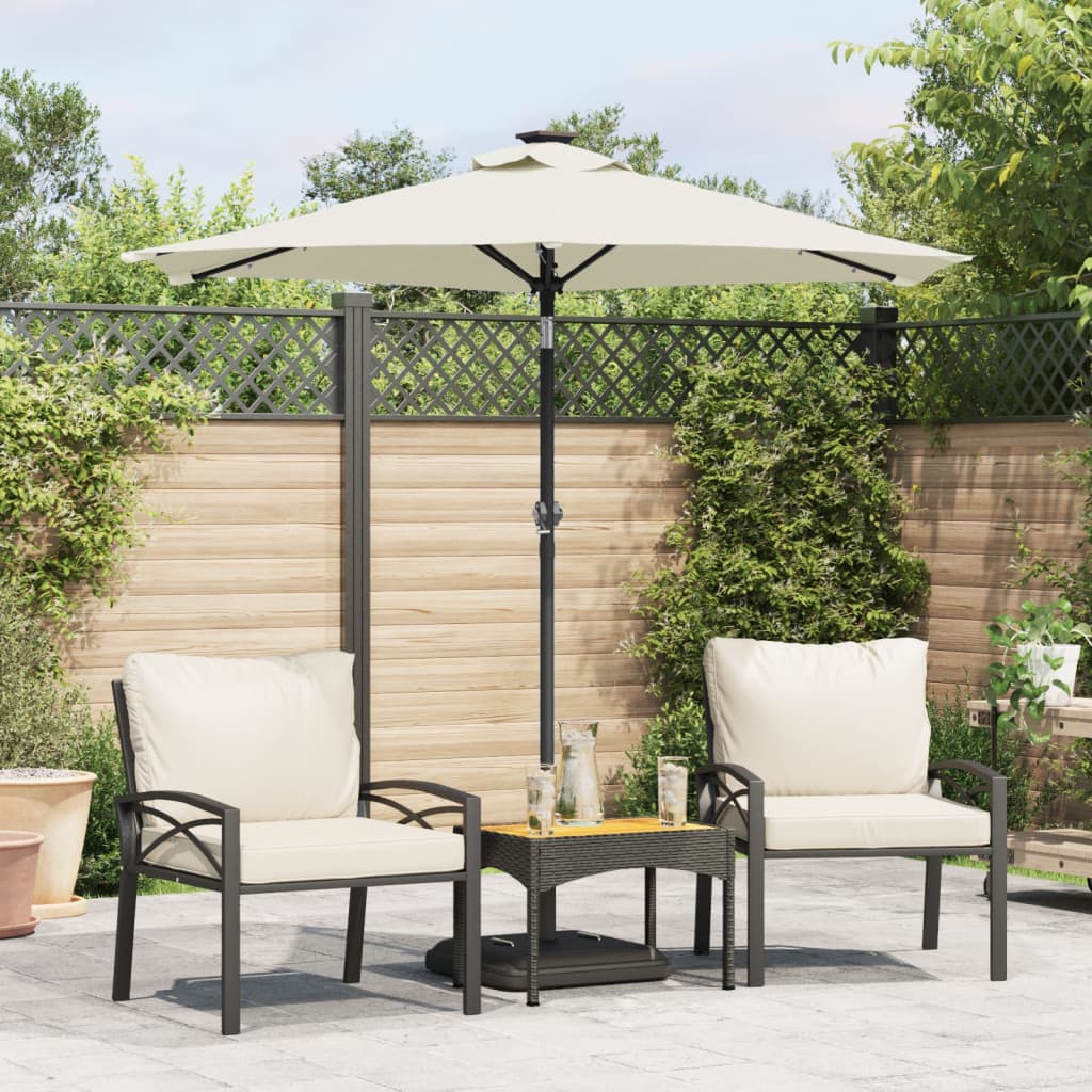 Guarda-sol jardim c/ LEDs e poste de aço 225x225x212 cm branco ergft5642