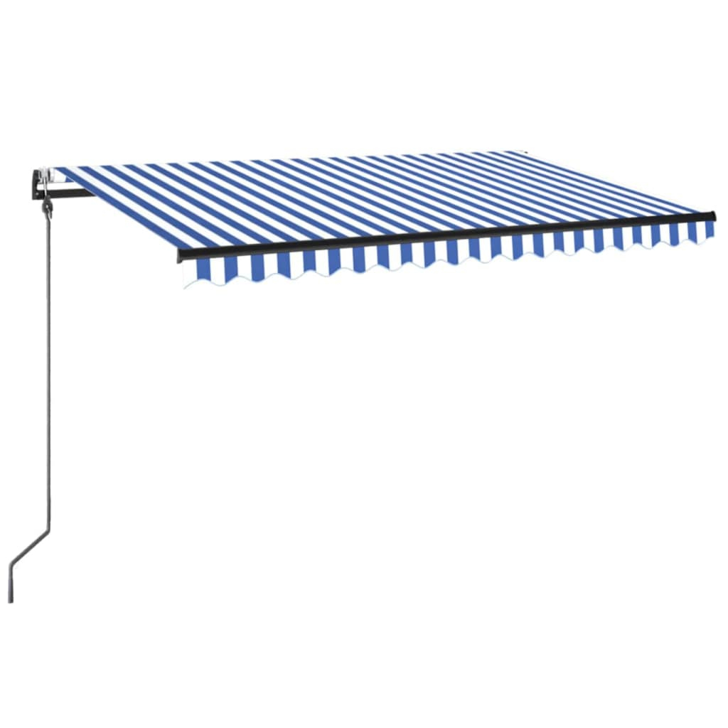 Toldo automático LED e sensor de vento 300x250 cm azul e branco