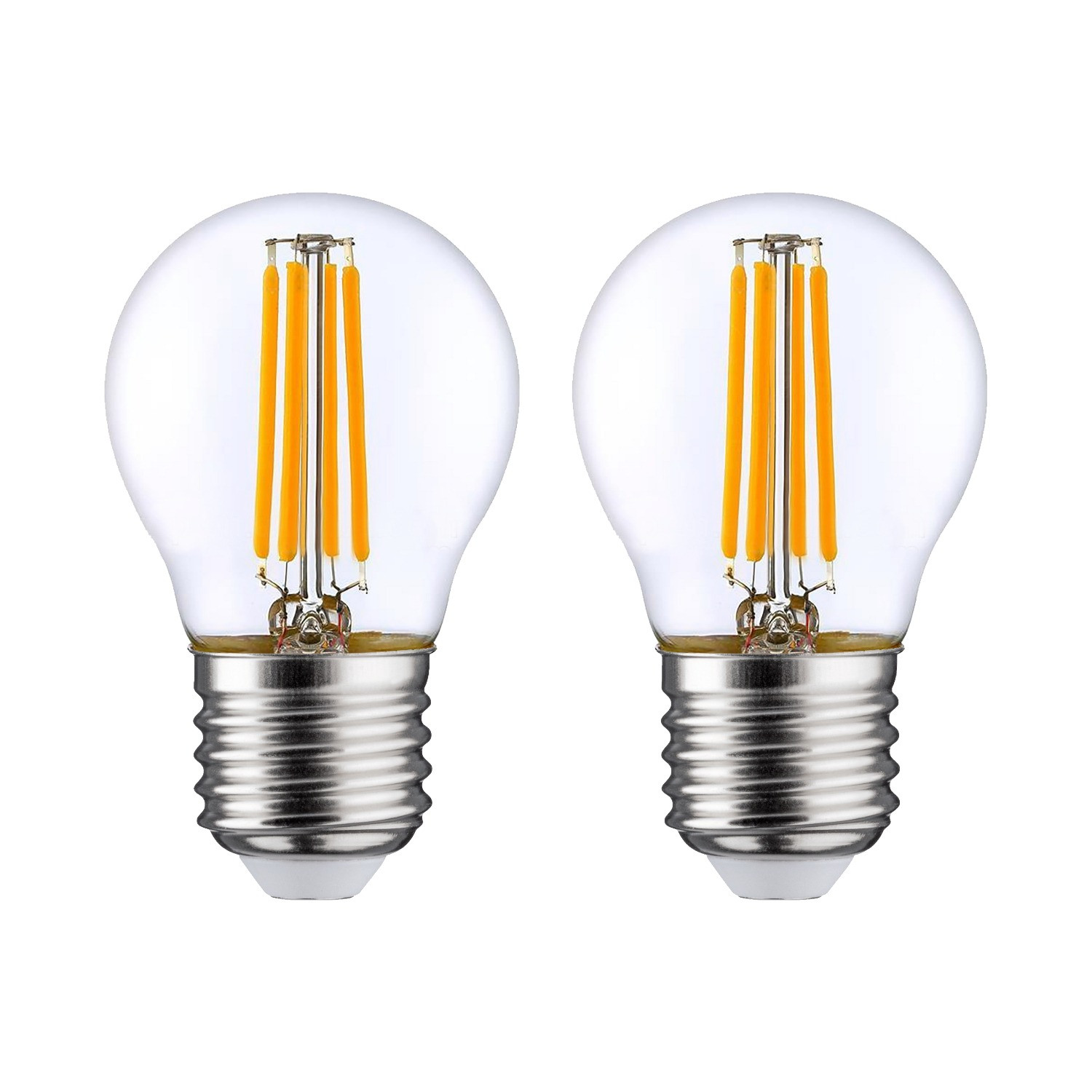 Pack de 2 lâmpadas LED de filamento esférico E27 4w equi.40w 470lm 2700k