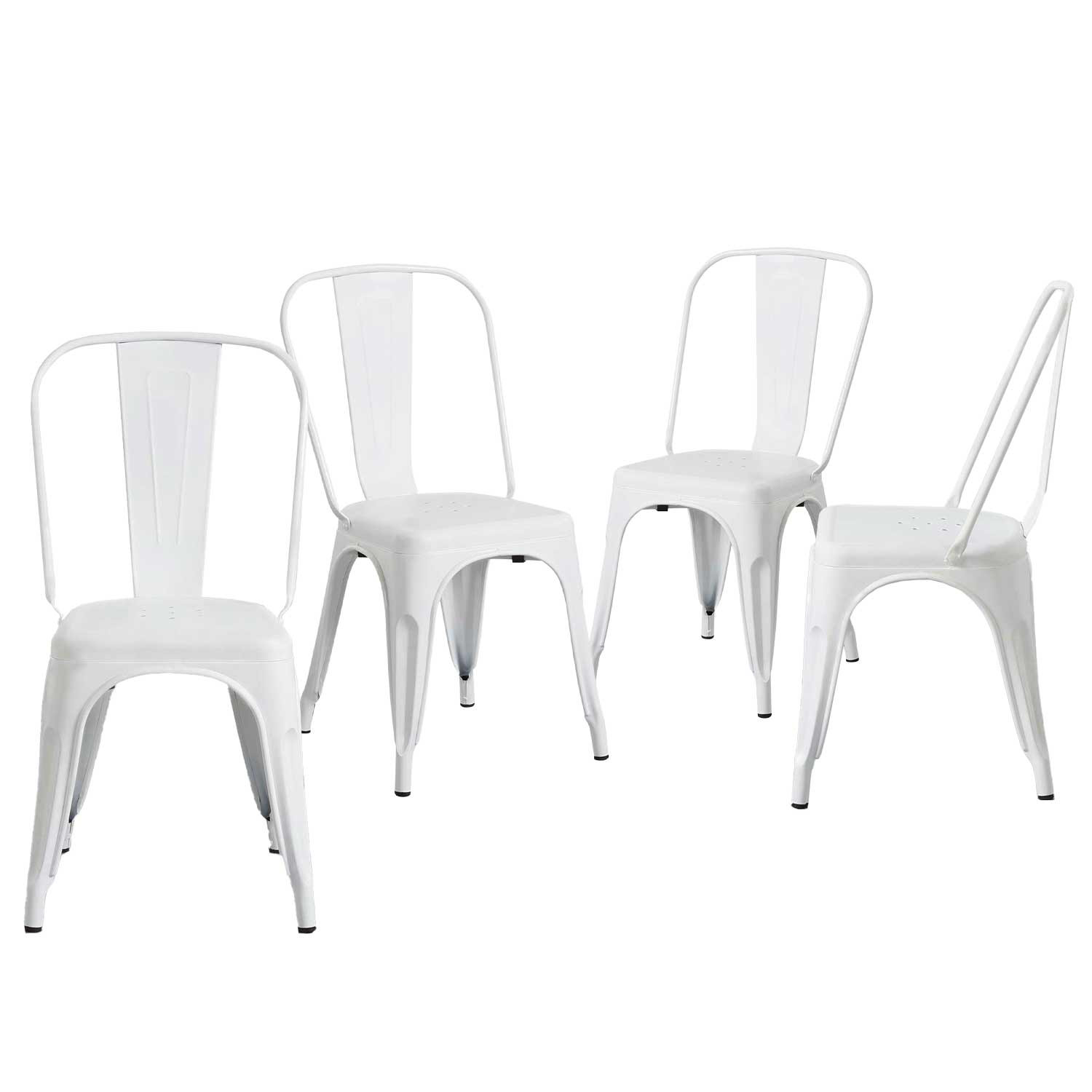 Pack 4 cadeiras industriais strong 45x54x85cm branco Thinia Home