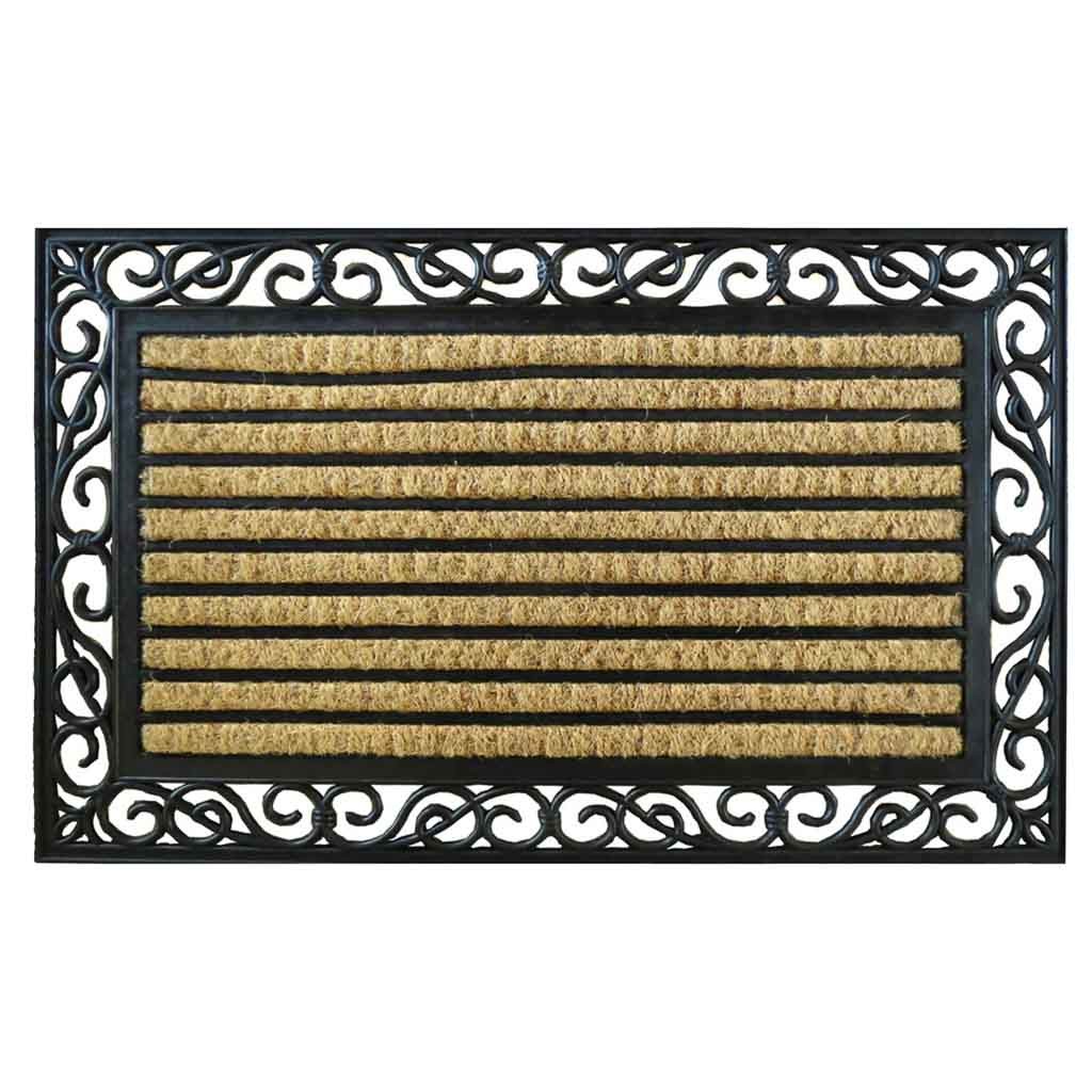 Capacho de borracha marrom e coco 75x45x1