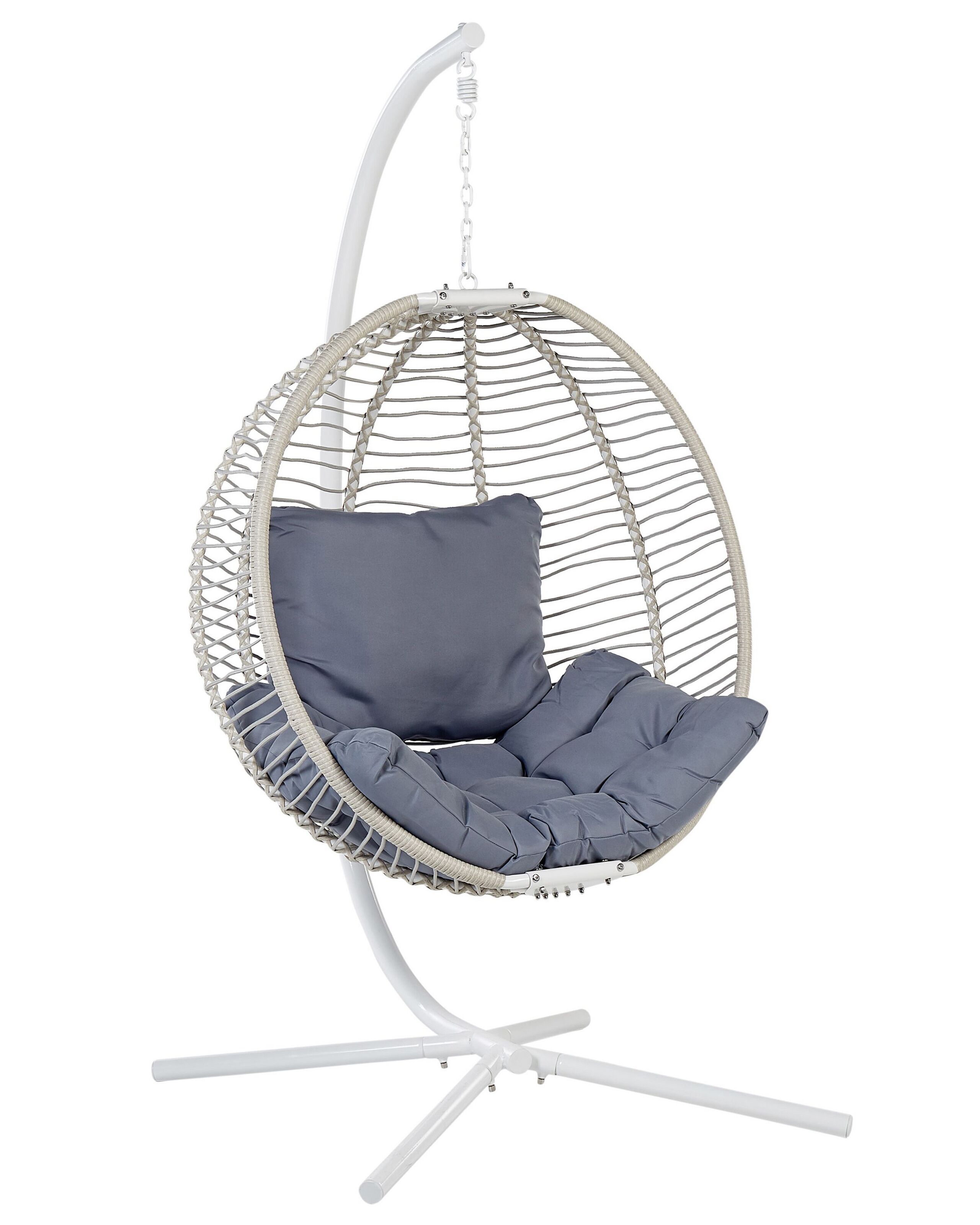 Cadeira suspensa com suporte arco metal branco