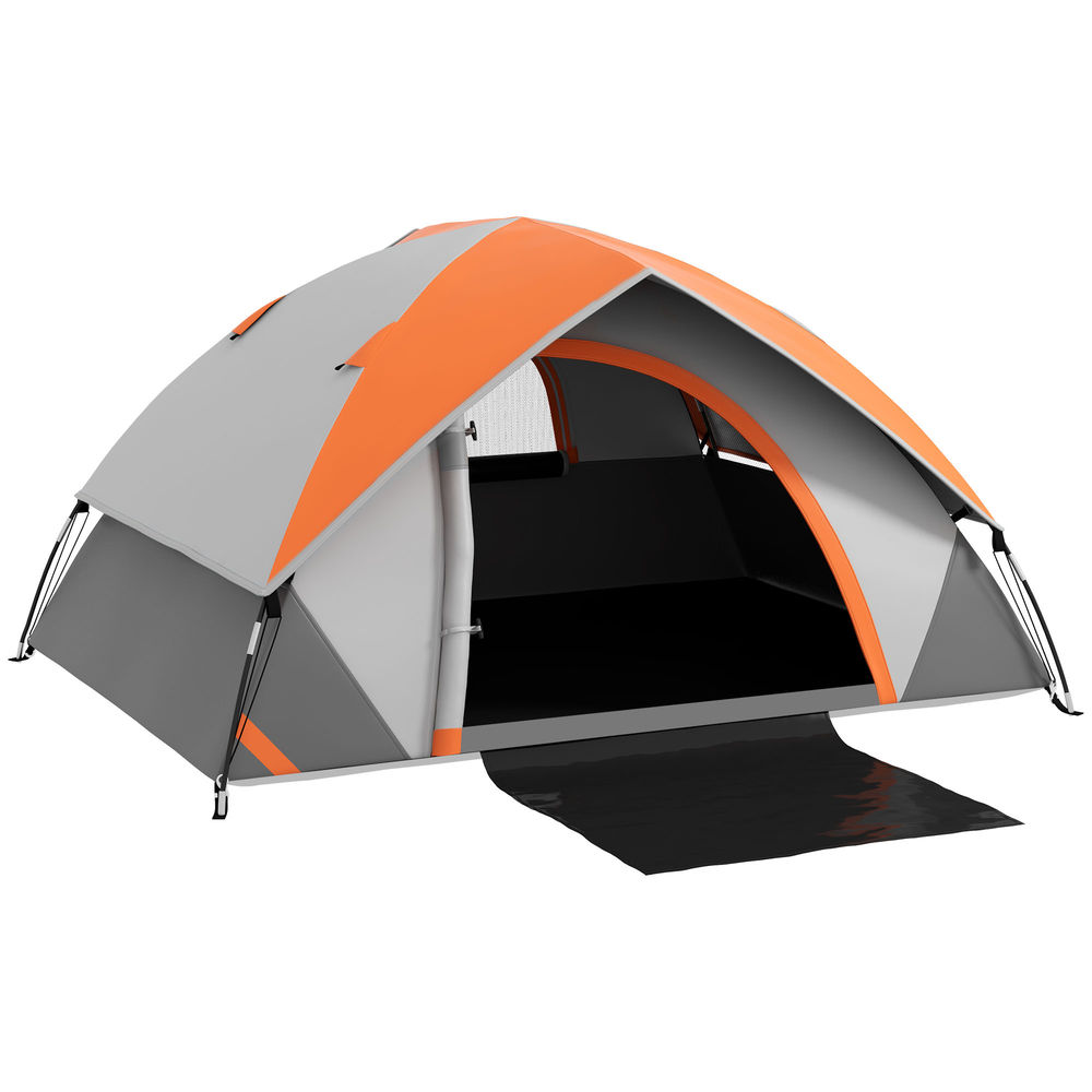Tenda de campismo 210x110x150 cm poliéster, fibra de vidro e pe bicolor